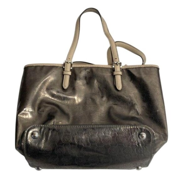 Michael Kors Metallic Bronze Signature Logo Tote Bag Purse - Picture 4 of 7